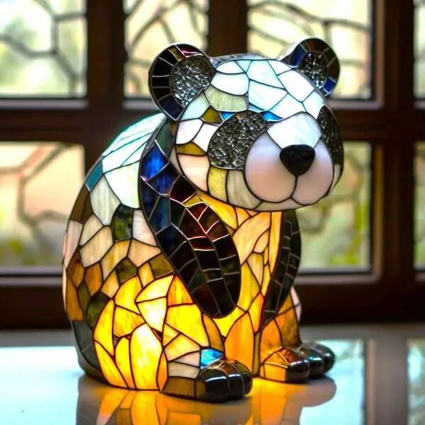 Loustic – Magisk panda-lampe laget av fargerikt glass
