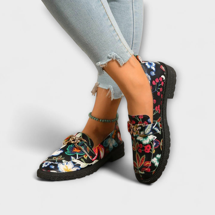 Wilma™ | Flerfargede Loafers med Blomsterdesign