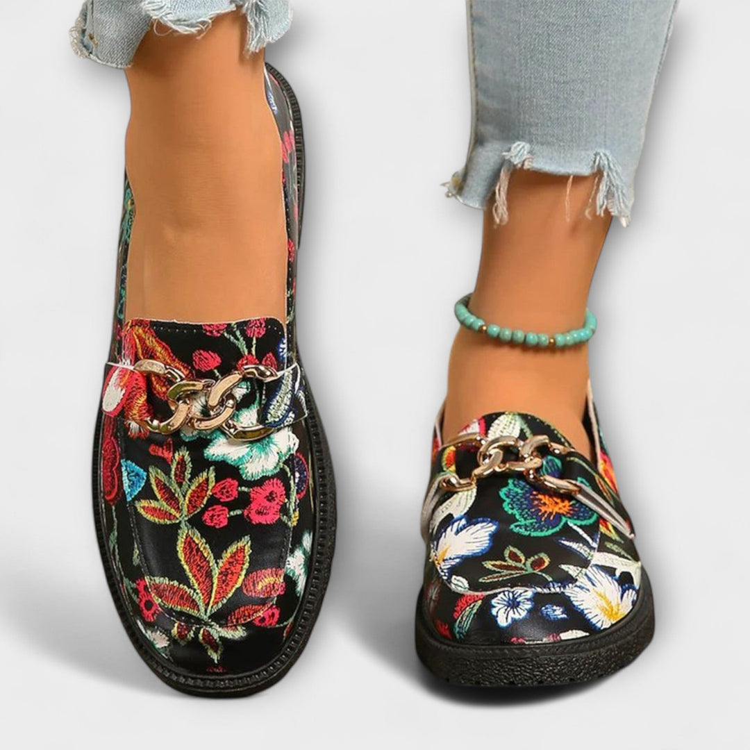 Wilma™ | Flerfargede Loafers med Blomsterdesign