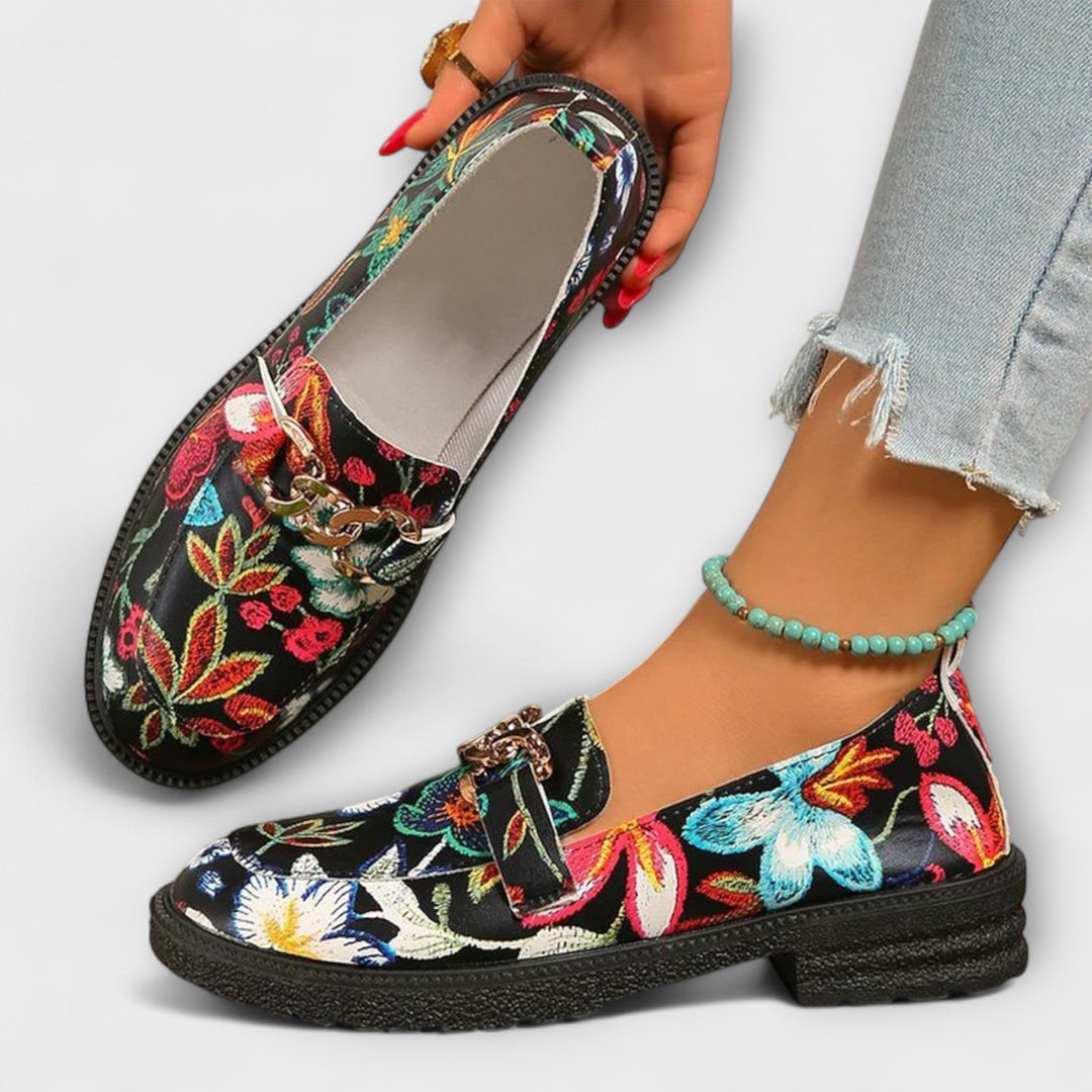 Wilma™ | Flerfargede Loafers med Blomsterdesign